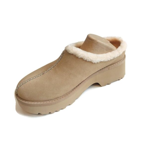 UGG Womens Size 12 New Heights Cozy Clog Suede Shoes Mustard Seed 1162510 - Picture 3 of 9